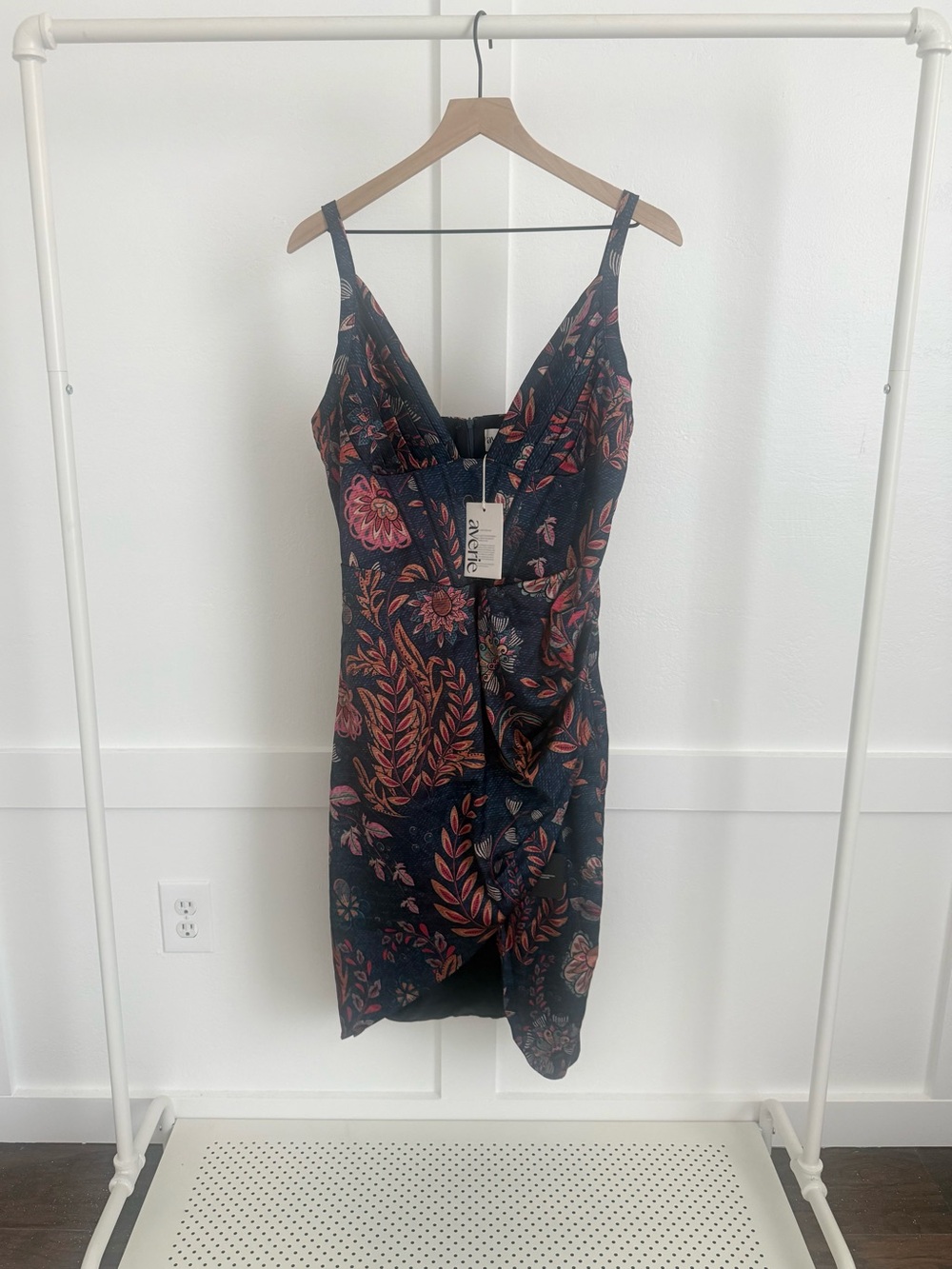 Averie Halley Draped Midi Dress Floral Cobalt Blue - Picture 2 of 4
